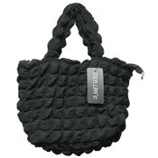 Wholesale - BLACK QUILTED SATCHEL HANDBAG W/TOP ZIPPER C/P 12
